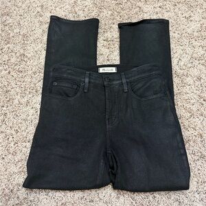 Madewell True Black Coated Mid Rise Kick Out Mini Flare Jeans BK5229